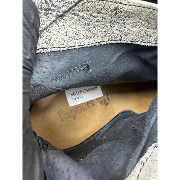 Papucei Size 7 38 Leather Booties  Black Withe  Handmade Romania  Boots - Picture 6 of 6